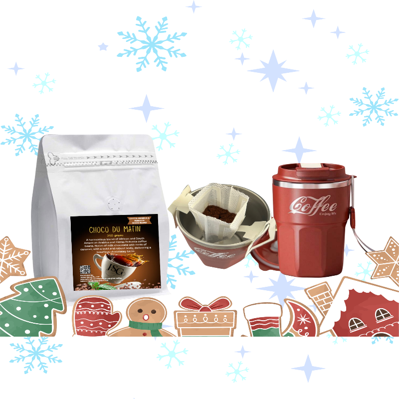 Choco Du Matin specialty coffee with travel mug