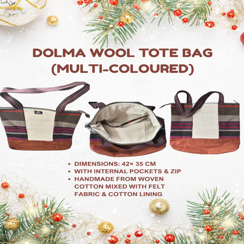 Gift J: Norboo Tibetan Handicraft Dolma Wool Tote Bag (Multi Colored)